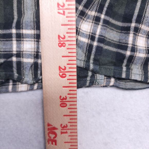 Roundtree & Yorke Tartan Flannel Casual Button Up Shirt Mens Size Medium M Green - Picture 7 of 10